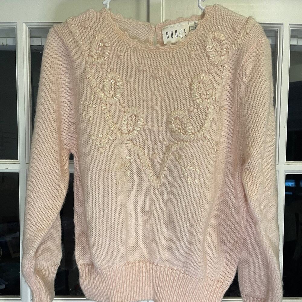 Rouge by Helium Pale Pink 90s Sweater 100% Acrylic Sz Medium